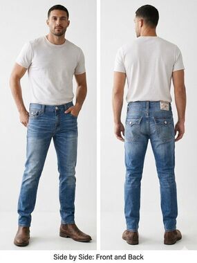 True Religion Rocco Relaxed Skinny Men's Jeans - Size 38-40 x 32 - Medium Wash
